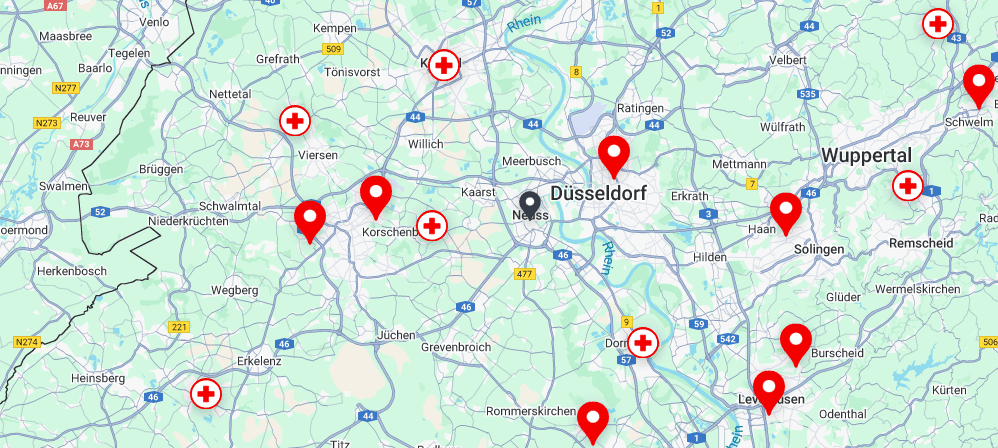 Karte mit Notdiensten